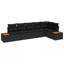 Sodo Sofų Rinkinys su pagalve 6 pcs Juoda Poli ratanas
