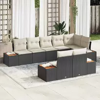 Sodo Sofų Rinkinys su pagalve 8 pcs Juoda Poli ratanas
