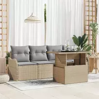 Sodo Sofų Rinkinys su pagalve 5 pcs Smėlio Poli ratanas