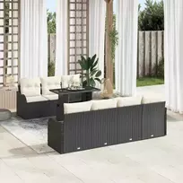 Sodo Sofų Rinkinys su pagalve 8 pcs Juoda Poli ratanas