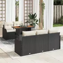 Sodo Sofų Rinkinys su saugykla 6 pcs Juoda Poli ratanas