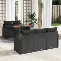 Sodo Sofų Rinkinys su saugykla 6 pcs Juoda Poli ratanas