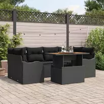 Sodo Sofų Rinkinys su saugykla 7 pcs Juoda Poli ratanas