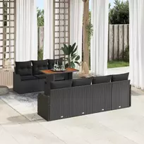 Sodo Sofų Rinkinys su saugykla 8 pcs Juoda Poli ratanas