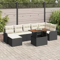 Sodo Sofų Rinkinys su saugykla 8 pcs Juoda Poli ratanas