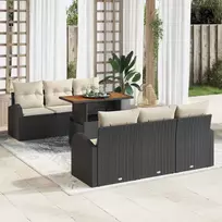 Sodo Sofų Rinkinys su saugykla 7 pcs Juoda Poli ratanas