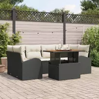 Sodo Sofų Rinkinys su saugykla 7 pcs Juoda Poli ratanas