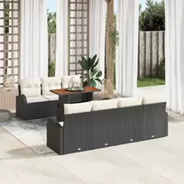 Sodo Sofų Rinkinys su saugykla 8 pcs Juoda Poli ratanas