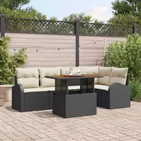 Sodo Sofų Rinkinys su saugykla 6 pcs Juoda Poli ratanas