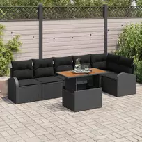 Sodo Sofų Rinkinys su saugykla 7 pcs Juoda Poli ratanas