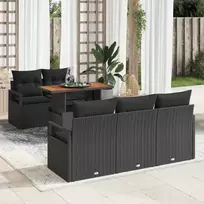 Sodo Sofų Rinkinys su saugykla 6 pcs Juoda Poli ratanas