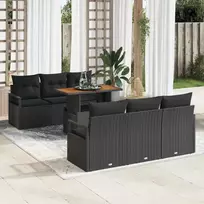 Sodo Sofų Rinkinys su saugykla 7 pcs Juoda Poli ratanas