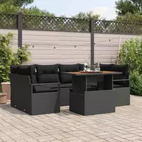 Sodo Sofų Rinkinys su saugykla 7 pcs Juoda Poli ratanas