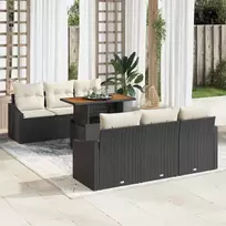 Sodo Sofų Rinkinys su saugykla 7 pcs Juoda Poli ratanas