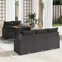 Sodo Sofų Rinkinys su saugykla 6 pcs Juoda Poli ratanas