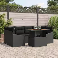 Sodo Sofų Rinkinys su saugykla 7 pcs Juoda Poli ratanas