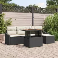 Sodo Sofų Rinkinys su saugykla 6 pcs Juoda Poli ratanas