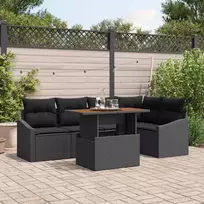 Sodo Sofų Rinkinys su saugykla 6 pcs Juoda Poli ratanas