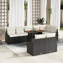 Sodo Sofų Rinkinys su saugykla 9 pcs Juoda Poli ratanas