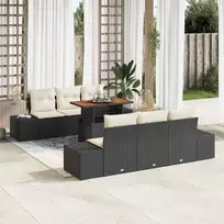 Sodo Sofų Rinkinys su saugykla 7 pcs Juoda Poli ratanas