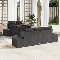 Sodo Sofų Rinkinys su saugykla 6 pcs Juoda Poli ratanas