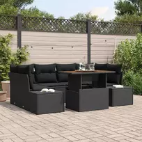 Sodo Sofų Rinkinys su saugykla 7 pcs Juoda Poli ratanas