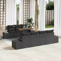 Sodo Sofų Rinkinys su saugykla 8 pcs Juoda Poli ratanas