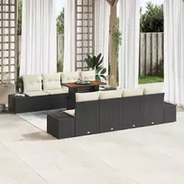 Sodo Sofų Rinkinys su saugykla 9 pcs Juoda Poli ratanas