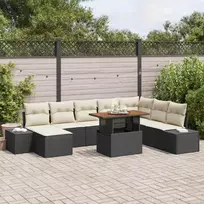 Sodo Sofų Rinkinys su saugykla 9 pcs Juoda Poli ratanas