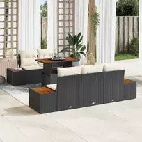 Sodo Sofų Rinkinys su saugykla 6 pcs Juoda Poli ratanas