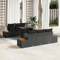 Sodo Sofų Rinkinys su saugykla 7 pcs Juoda Poli ratanas