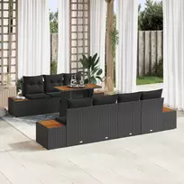 Sodo Sofų Rinkinys su saugykla 8 pcs Juoda Poli ratanas