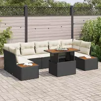Sodo Sofų Rinkinys su saugykla 8 pcs Juoda Poli ratanas