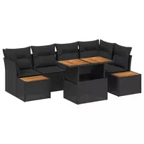 Sodo Sofų Rinkinys su saugykla 10 pcs Juoda Poli ratanas