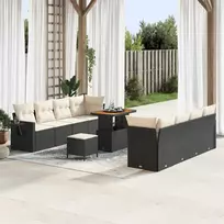 Sodo Sofų Rinkinys su pagalve 11 pcs Juoda Poli ratanas