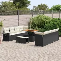 Sodo Sofų Rinkinys su saugykla 11 pcs Juoda Poli ratanas