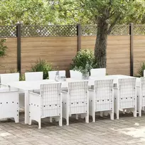 Sodo valgomojo komplektas 13 pcs Baltas ir šviesiai pilkas