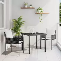 Sodo valgomojo komplektas 3 pcs Ruda ir juoda PE ratanas