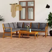 Sodo baldų komplektas su pagalvėmis, 5 dalių, akacijos masyvas