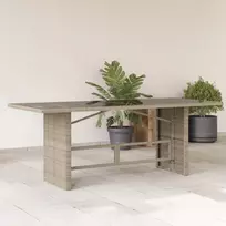Stalas su stikliniu stalviršiu, pilkas, 190x80x74, poliratanas