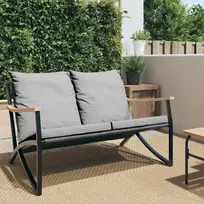 Sodo suoliukas su pagalvėle, juodos spalvos, 120cm, plienas