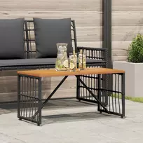 Lauko stalas Juodas 80 x 40 x 40 cm Plienas ir poli ratanas
