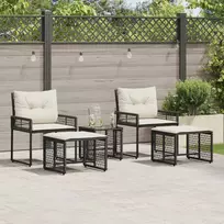 Lauko baldų komplektas su pagalve 5 pcs Juoda ir Balta