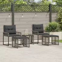 Lauko baldų komplektas su pagalve 5 pcs Pilka