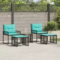 Lauko baldų komplektas su pagalve 5 pcs Juoda ir turkio
