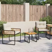 Lauko baldų komplektas su pagalve 3 pcs Kreminė