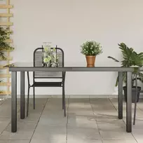 Sodo stalas, juodas, 150x90x74cm, aliuminis ir stiklas