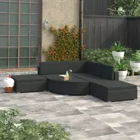 Sodo baldų komplektas su pagalvėmis, 6 dalių, juodas, ratanas