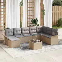 Sodo Sofų Rinkinys su pagalve 9 pcs Juoda Poli ratanas