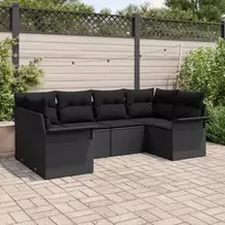 Sodo Sofų Rinkinys su saugykla 6 pcs Juoda Poli ratanas